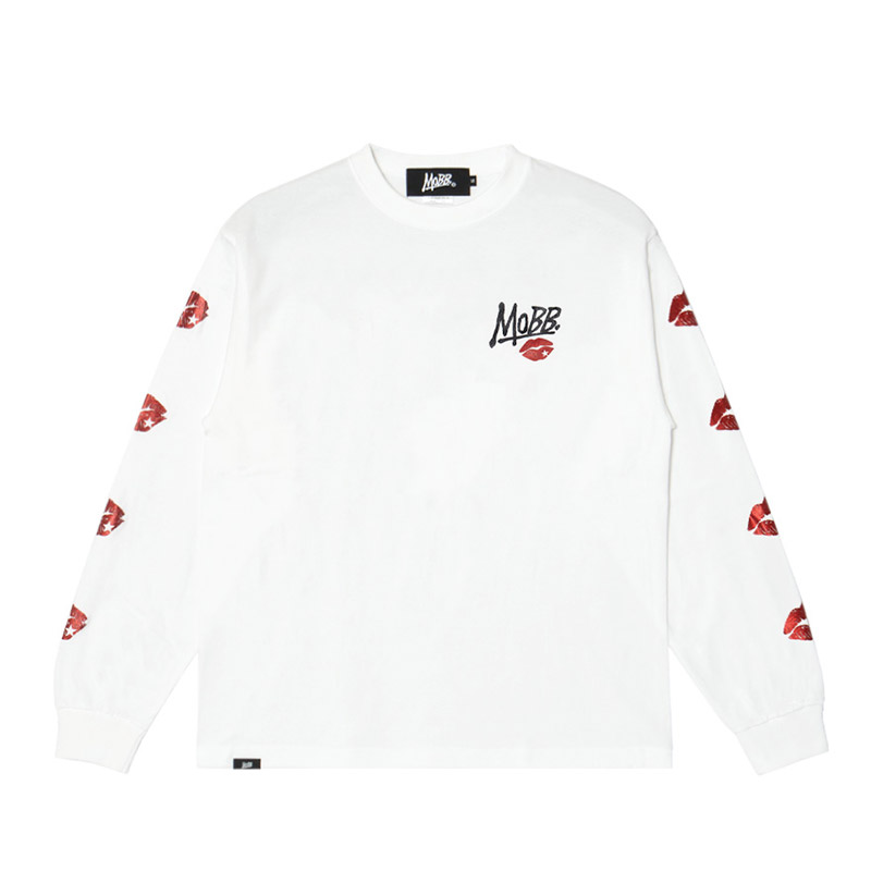 GLITTER KISS SLEEVE L/S T-SHIRT -WHITE-