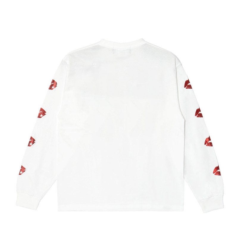 GLITTER KISS SLEEVE L/S T-SHIRT -WHITE-