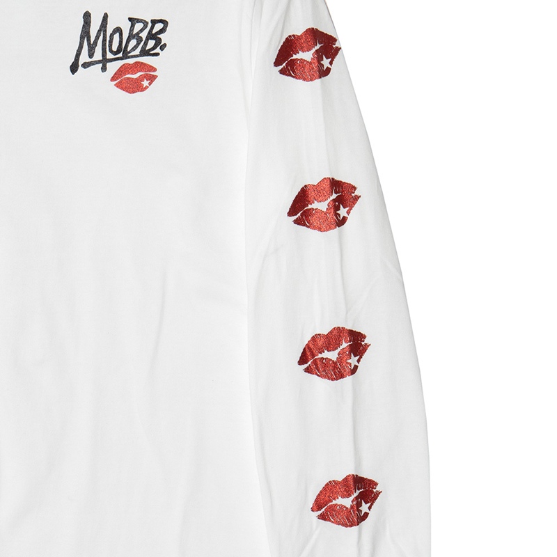 GLITTER KISS SLEEVE L/S T-SHIRT -WHITE-