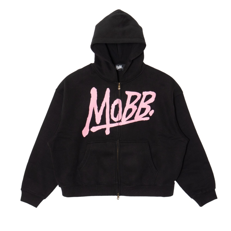 (P)OG BOXY ZIP HOODIE -BLACK/PINK-