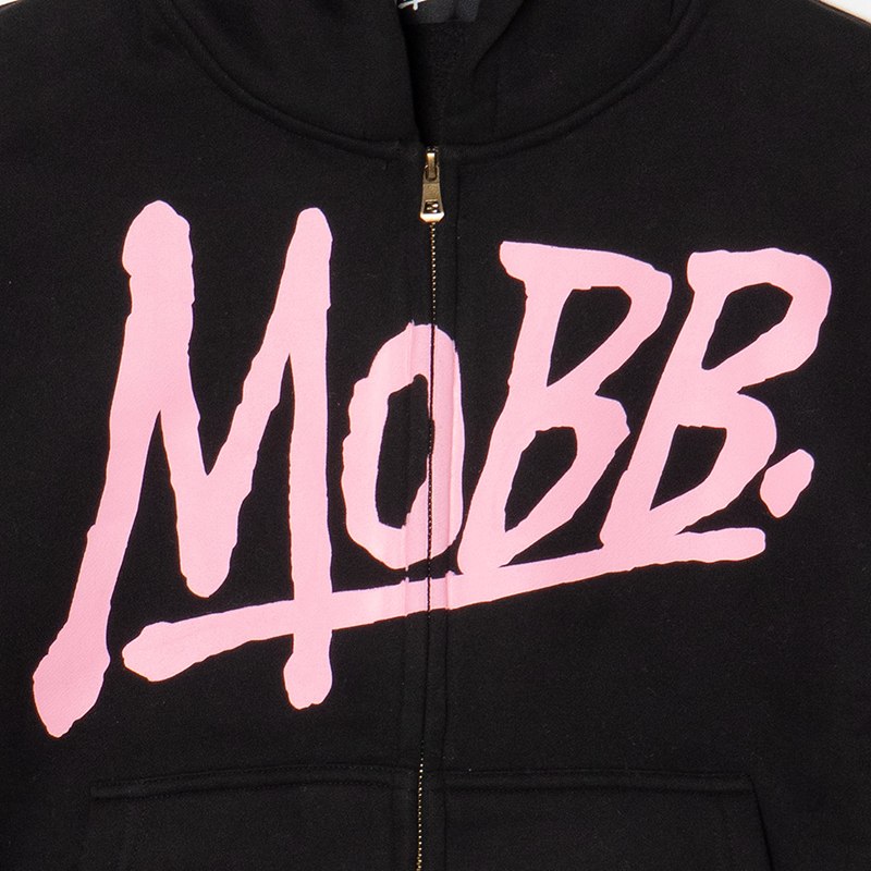 (P)OG BOXY ZIP HOODIE -BLACK/PINK-