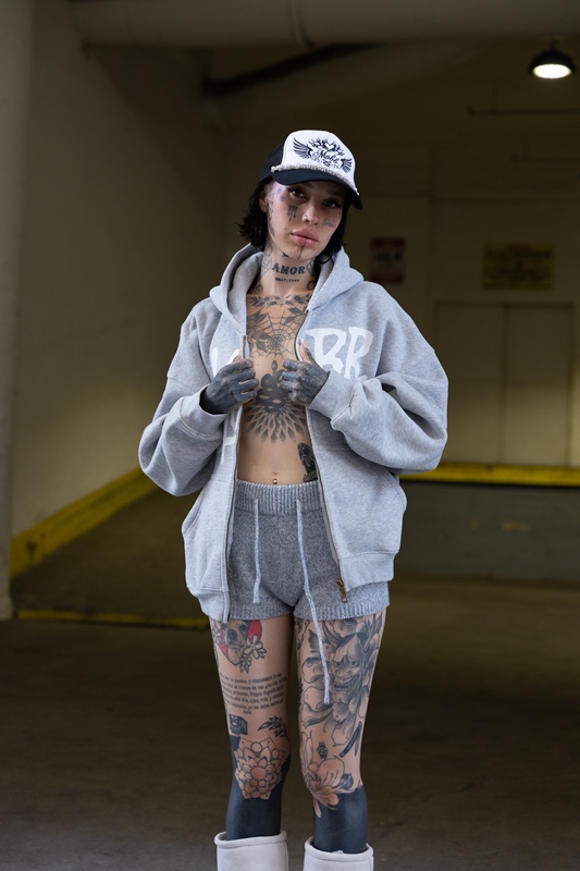 (P)OG BOXY ZIP HOODIE -BLACK/PINK-