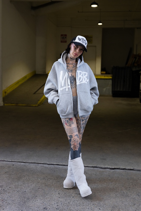 (P)OG BOXY ZIP HOODIE -BLACK/PINK-