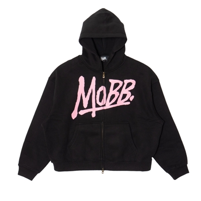 (P)OG BOXY ZIP HOODIE -BLACK/PINK-