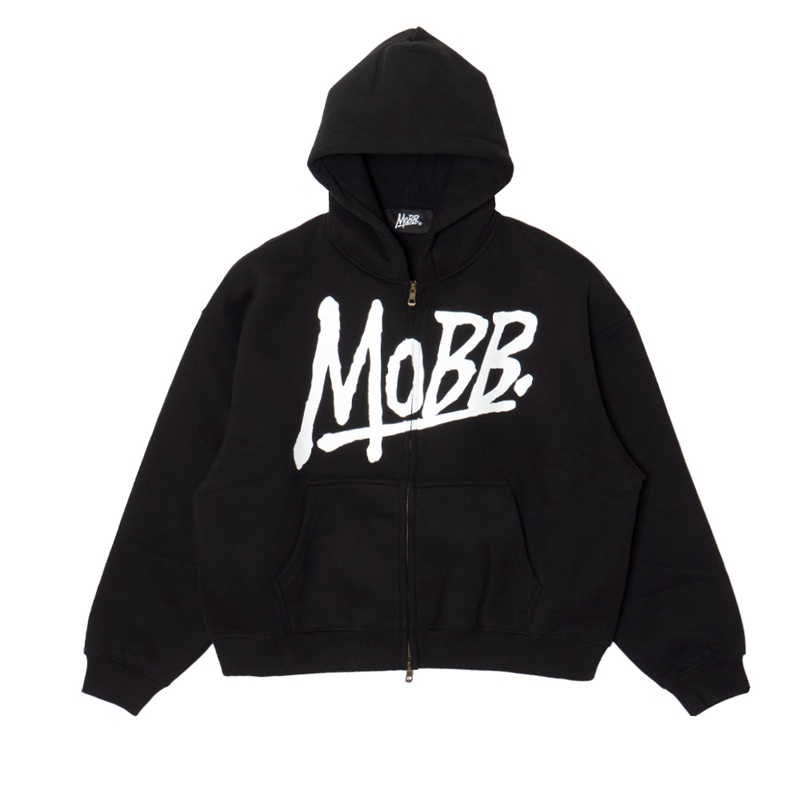 (P)OG BOXY ZIP HOODIE -BLACK/WHITE-