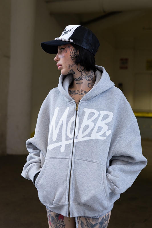 (P)OG BOXY ZIP HOODIE -BLACK/WHITE-