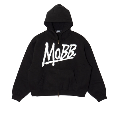 (P)OG BOXY ZIP HOODIE -BLACK/WHITE-