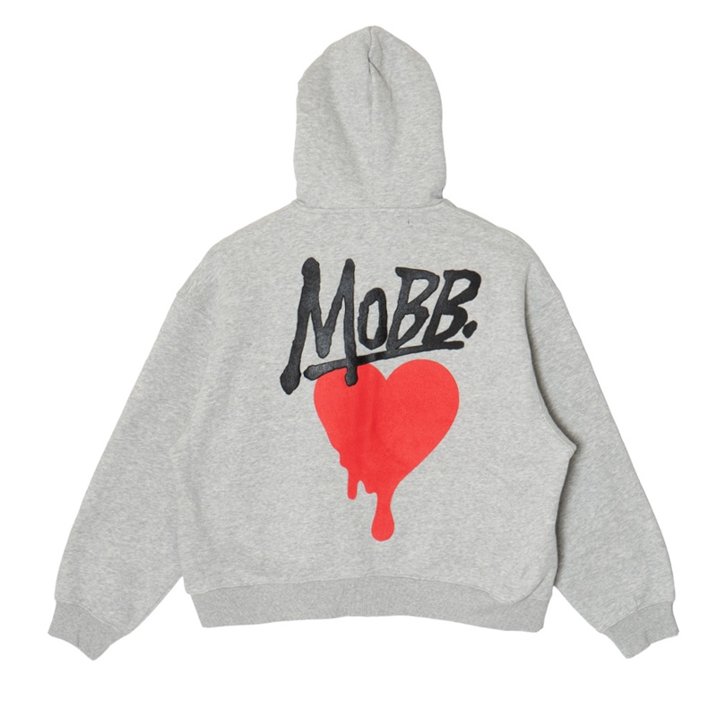 HEART DRIP BOXY ZIP HOODIE -GREY-