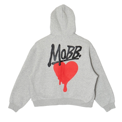 HEART DRIP BOXY ZIP HOODIE -GREY-