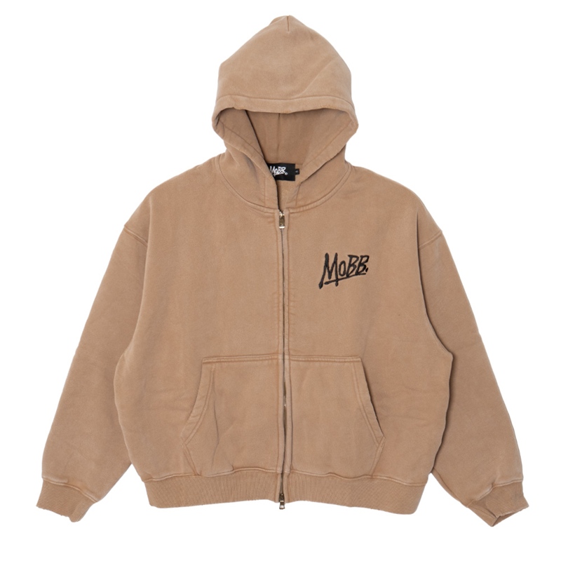 OG BOXY PIGMENT ZIP HOODIE -BEIGE-