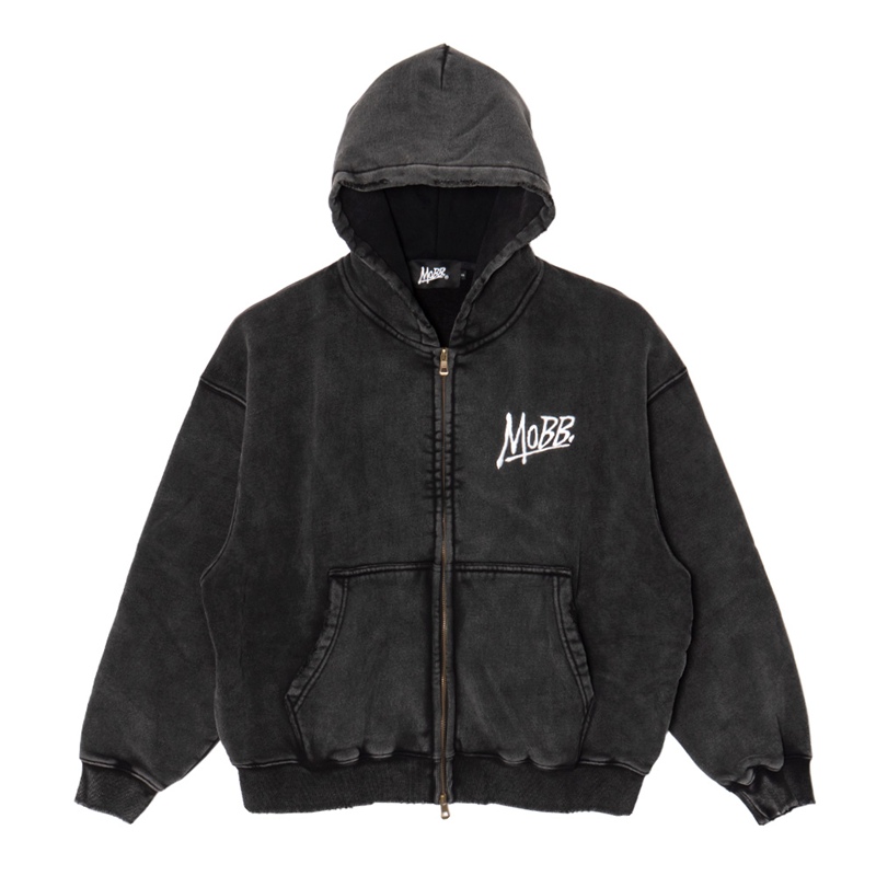 OG BOXY PIGMENT ZIP HOODIE -BLACK-