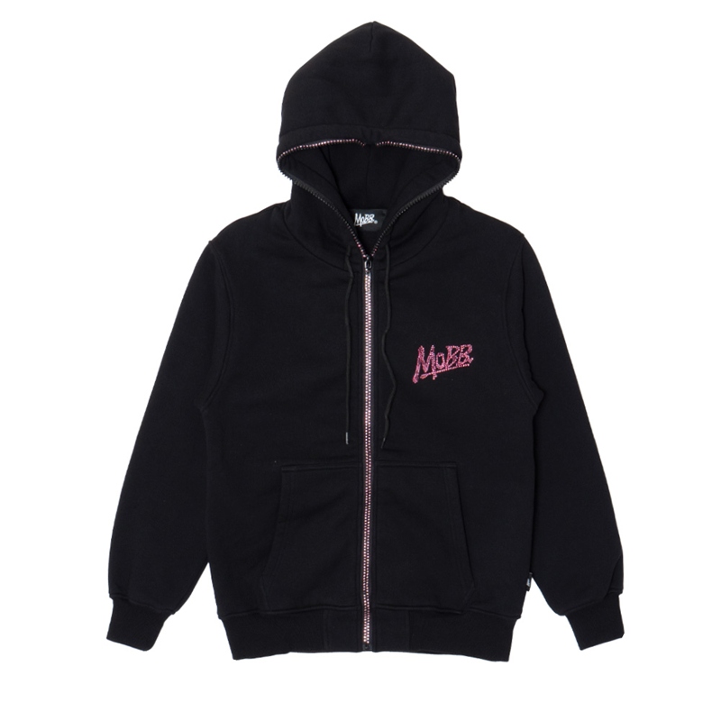 OG STONE ZIP HOODIE -BLACK/PINK-
