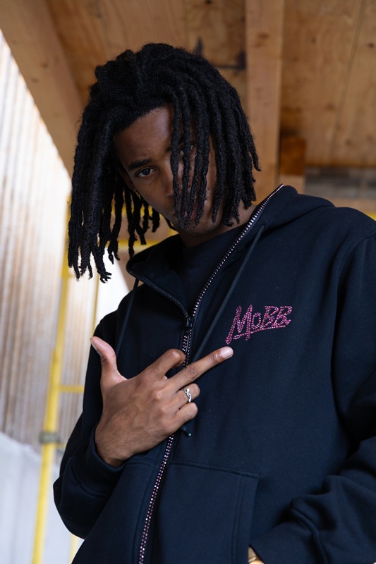 OG STONE ZIP HOODIE -BLACK/PINK-
