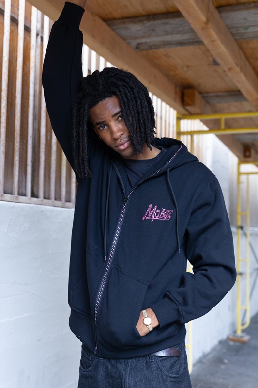 OG STONE ZIP HOODIE -BLACK/WHITE-