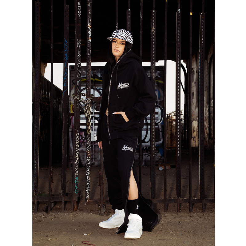 OG STONE ZIP HOODIE -BLACK/WHITE-