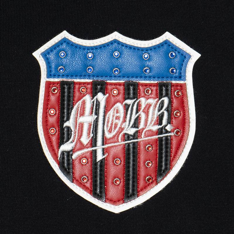 AMERICAN FLAG STUDS HOODIE -BLACK-