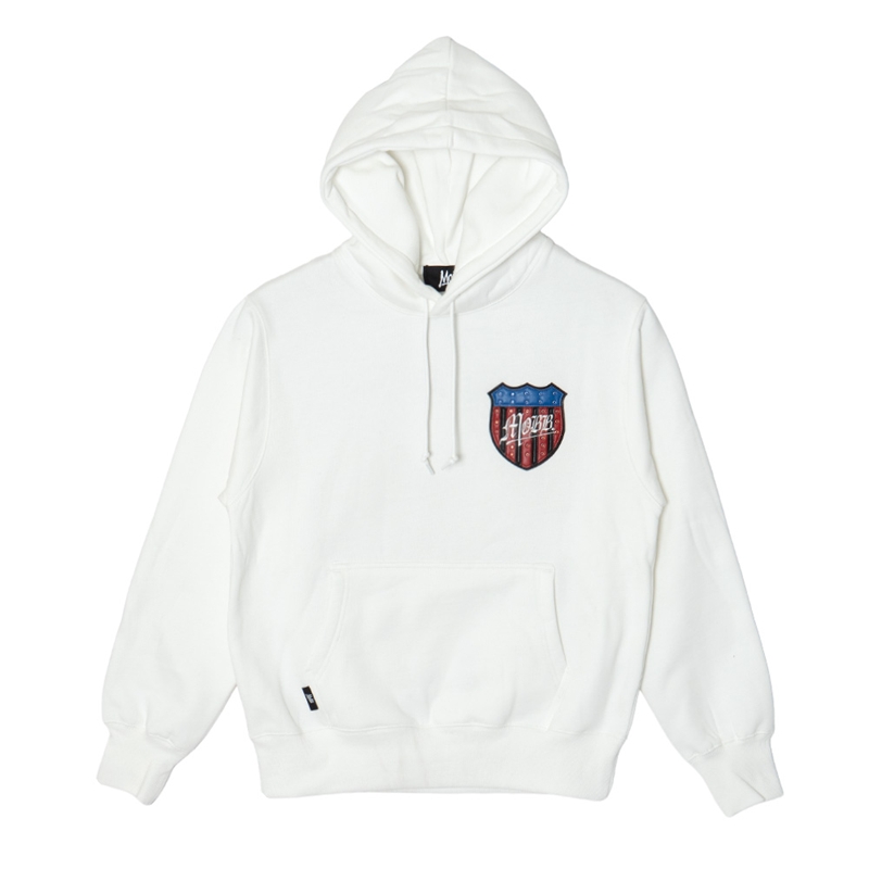 AMERICAN FLAG STUDS HOODIE -WHITE-