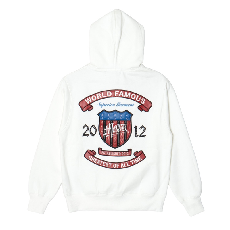 AMERICAN FLAG STUDS HOODIE -WHITE-