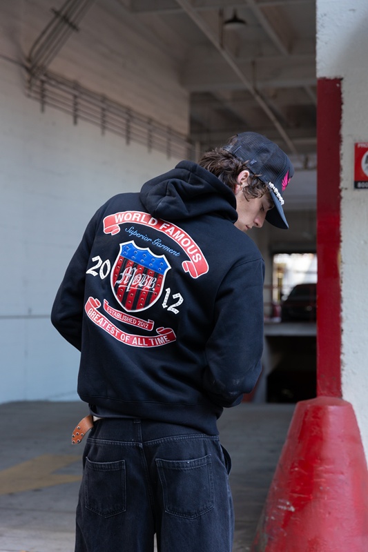 AMERICAN FLAG STUDS HOODIE -WHITE-