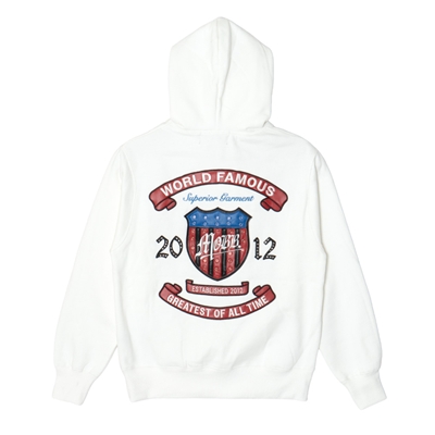 AMERICAN FLAG STUDS HOODIE -WHITE-