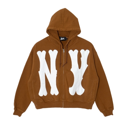 NY WAPPEN ZIP HOODIE -CAMEL-