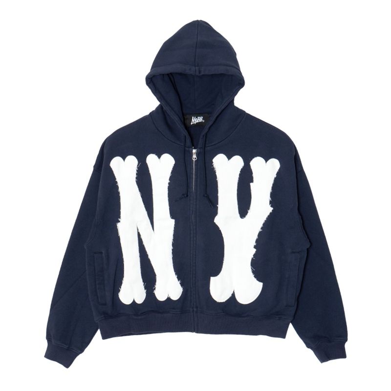 NY WAPPEN ZIP HOODIE -NAVY-