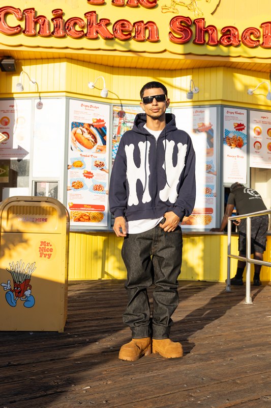 NY WAPPEN ZIP HOODIE -NAVY-