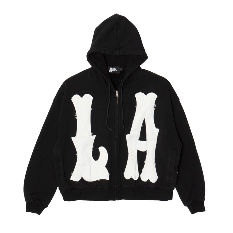 LA WAPPEN ZIP HOODIE -BLACK-