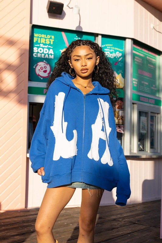 LA WAPPEN ZIP HOODIE -BLUE-