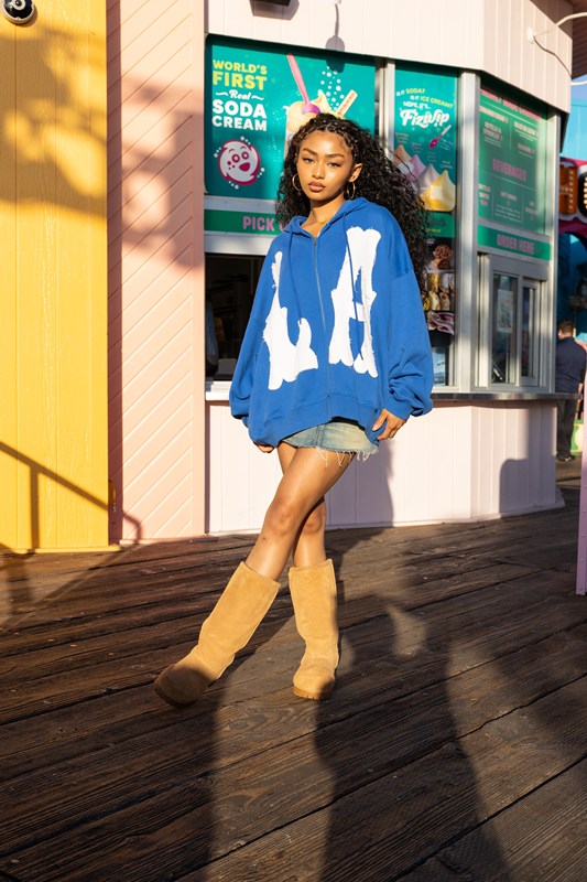 LA WAPPEN ZIP HOODIE -BLUE-