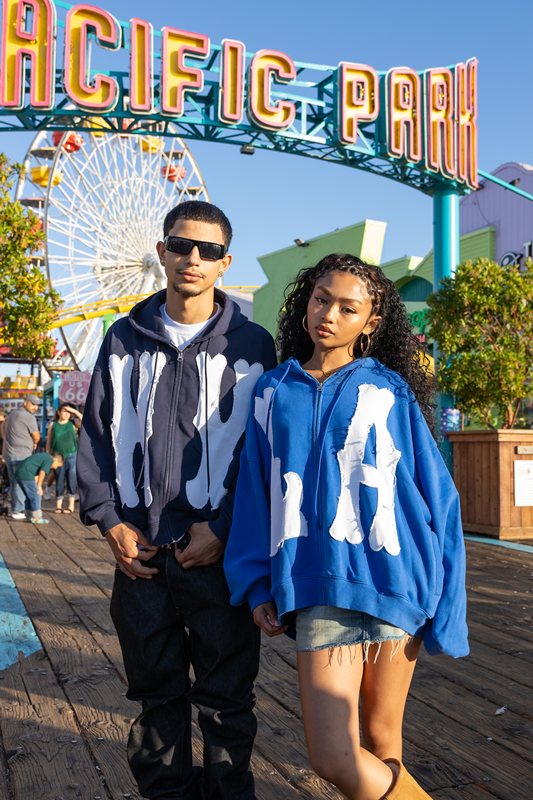LA WAPPEN ZIP HOODIE -BLUE-