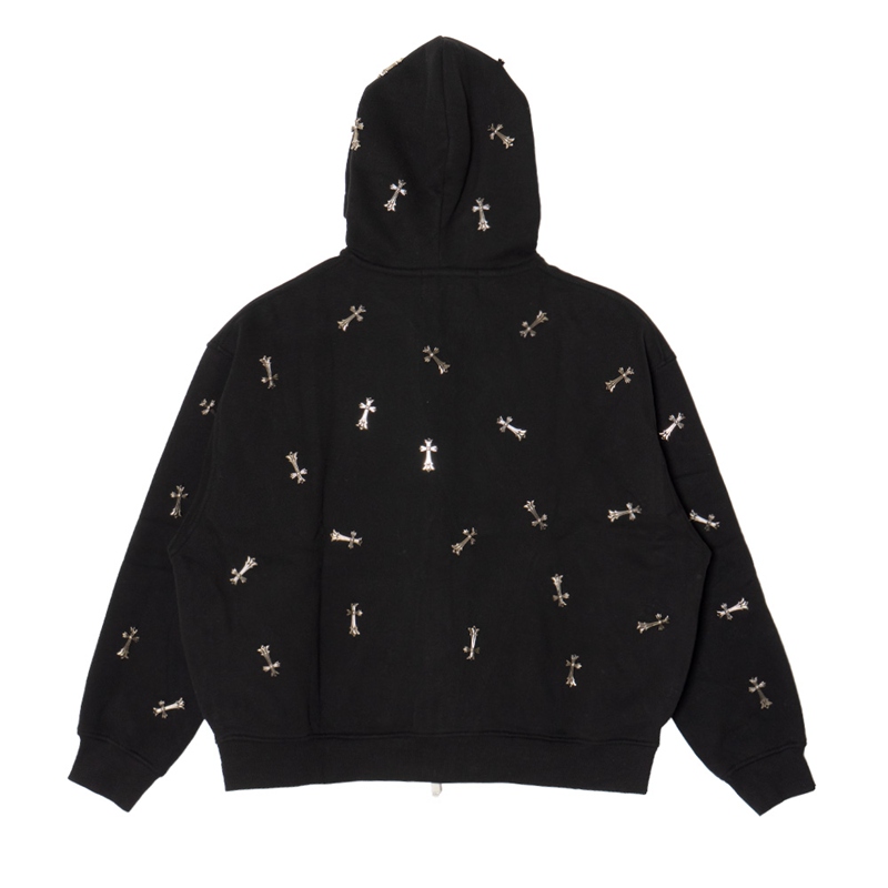 CROSS METAL ZIP HOODIE -BLACK-