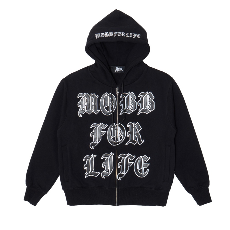 MOBB FOR LIFE WAPPEN ZIP HOODIE -BLACK/BLACK-