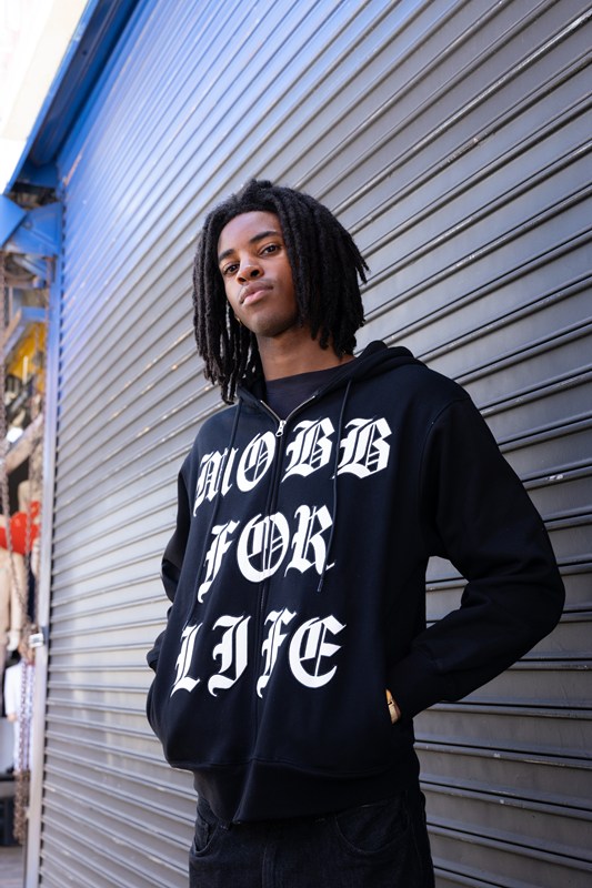 MOBB FOR LIFE WAPPEN ZIP HOODIE -BLACK/BLACK-