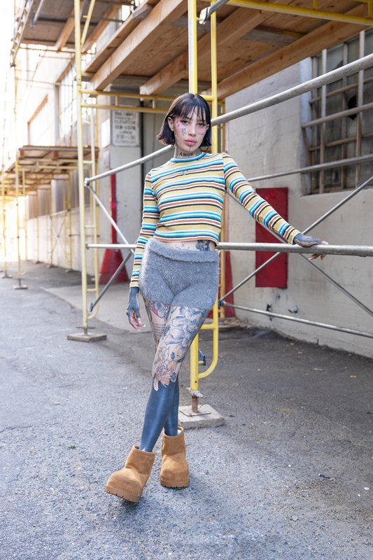 OG METAL BORDER KNIT -OLIVE- (LADIES)