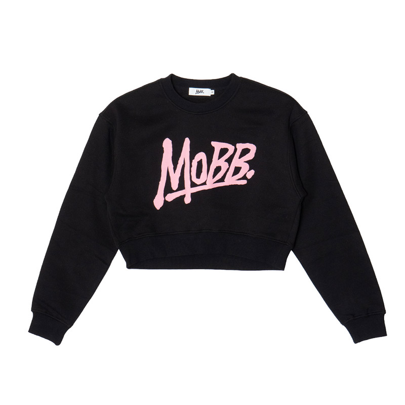 OG CROPPED CREW SWEAT -BLACK×PINK- (LADIES)