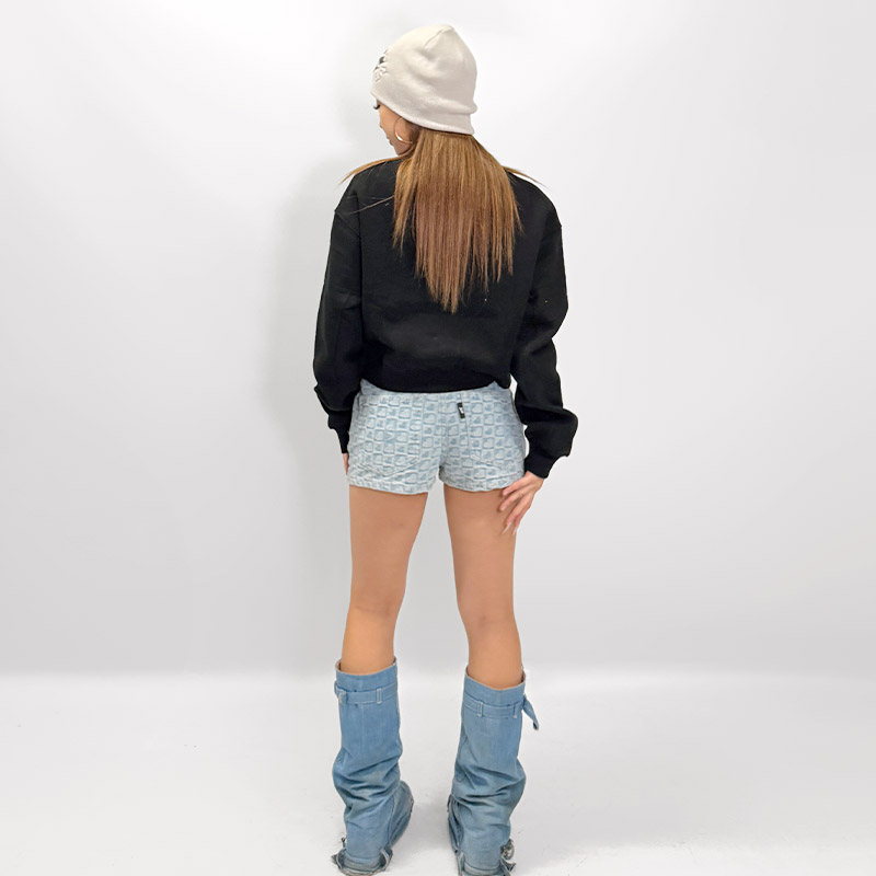 OG CROPPED CREW SWEAT -BLACK×WHITE- (LADIES)