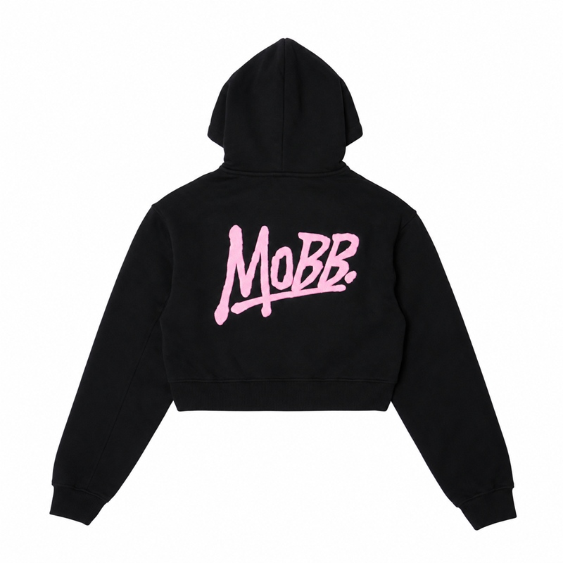 OG CROPPED HOODIE -BLACK/PINK- (LADIES)