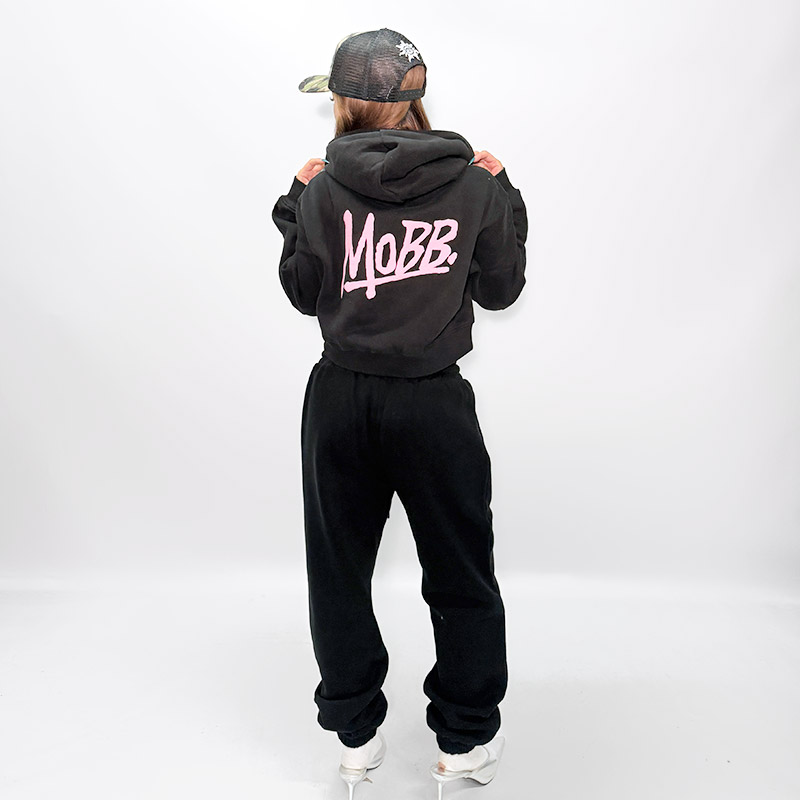 OG CROPPED HOODIE -BLACK/PINK- (LADIES)