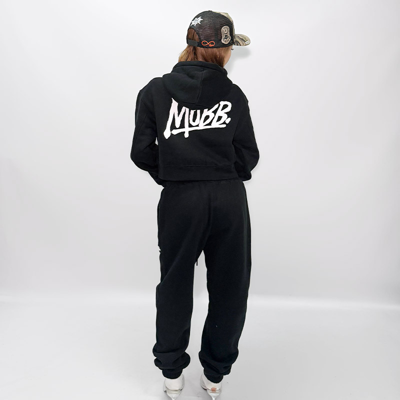 OG CROPPED HOODIE -BLACK/WHITE- (LADIES)