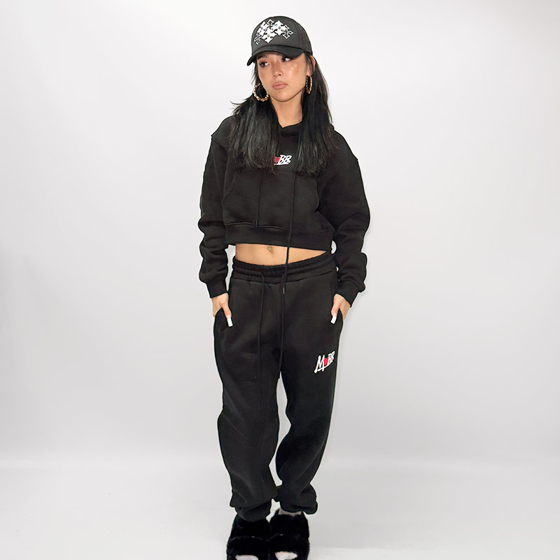 HEART DRIP CROPPED HOODIE -BLACK- (LADIES)