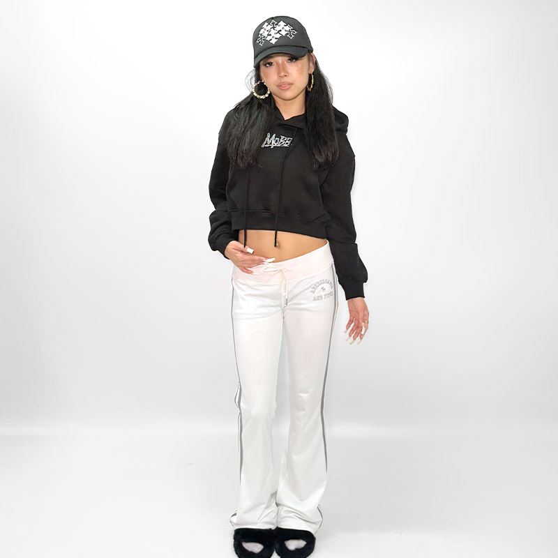 OG STONE CROPPED HOODIE -BLACK- (LADIES)
