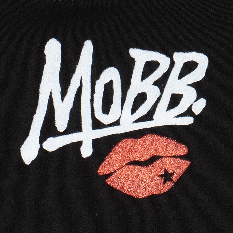 GLITTER KISS CROPPED HOODIE -BLACK- (LADIES)