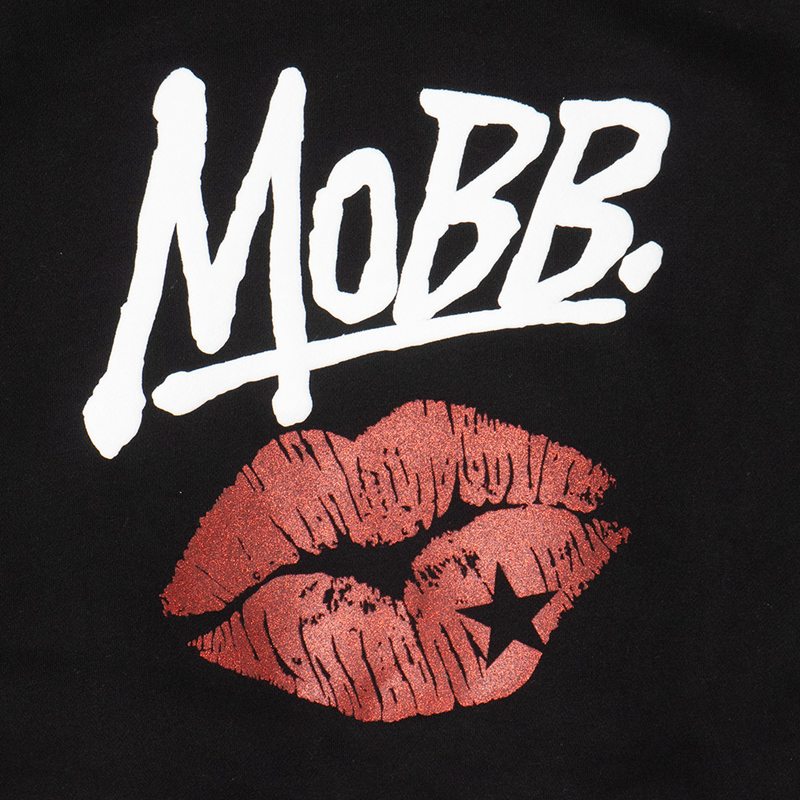 GLITTER KISS CROPPED HOODIE -BLACK- (LADIES)