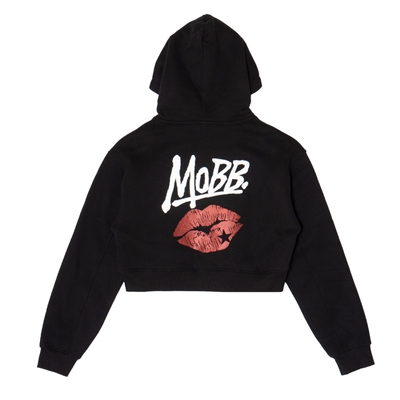 GLITTER KISS CROPPED HOODIE -BLACK- (LADIES)