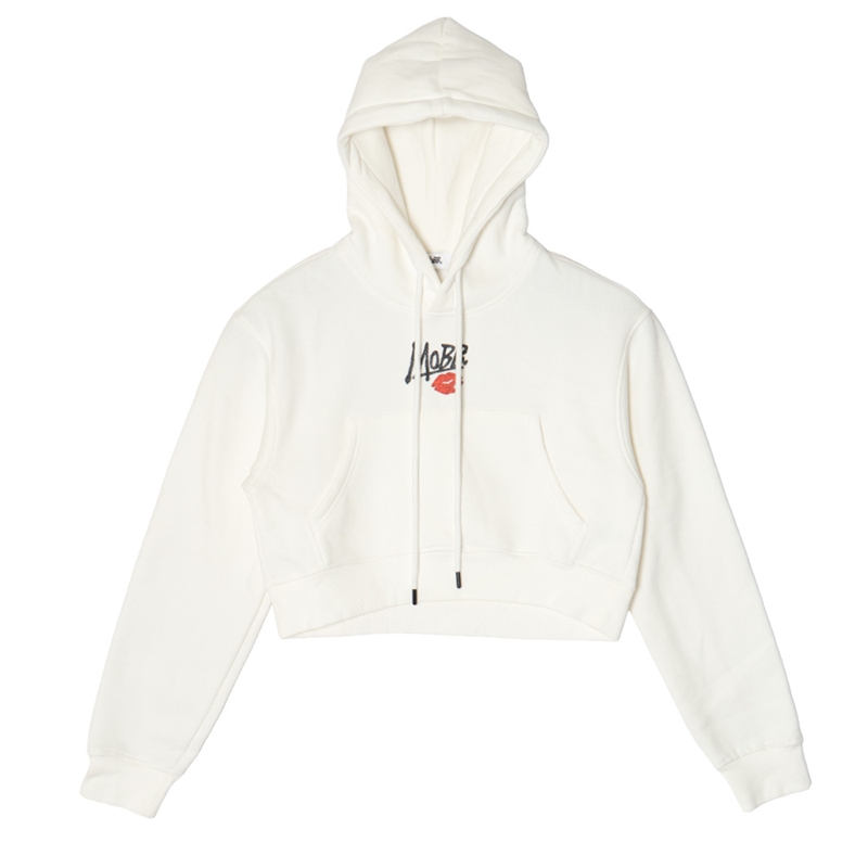 GLITTER KISS CROPPED HOODIE -WHITE- (LADIES)