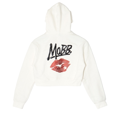 GLITTER KISS CROPPED HOODIE -WHITE- (LADIES)