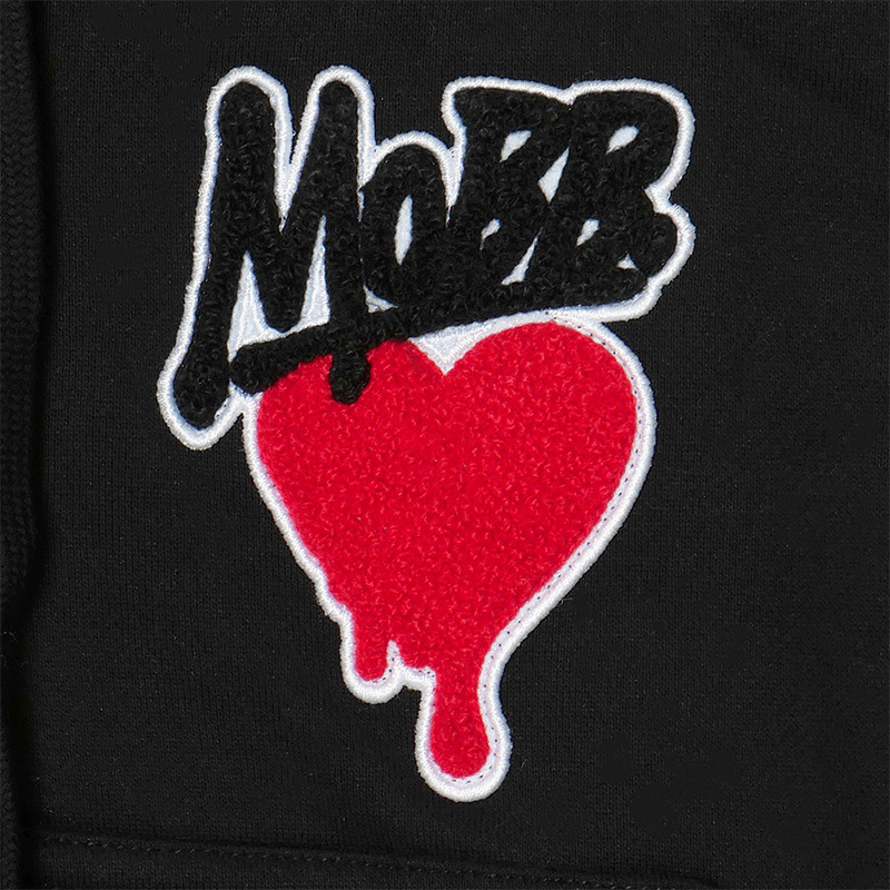 HEART DRIP WAPPEN ZIP HOODIE -BLACK- (LADIES)