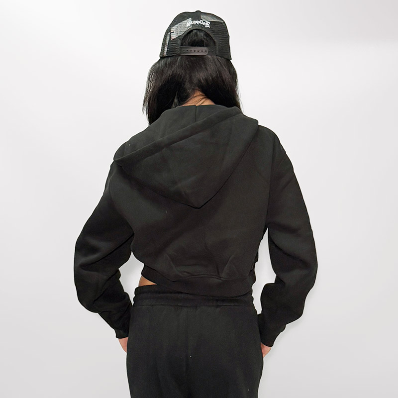 HEART DRIP WAPPEN ZIP HOODIE -BLACK- (LADIES)