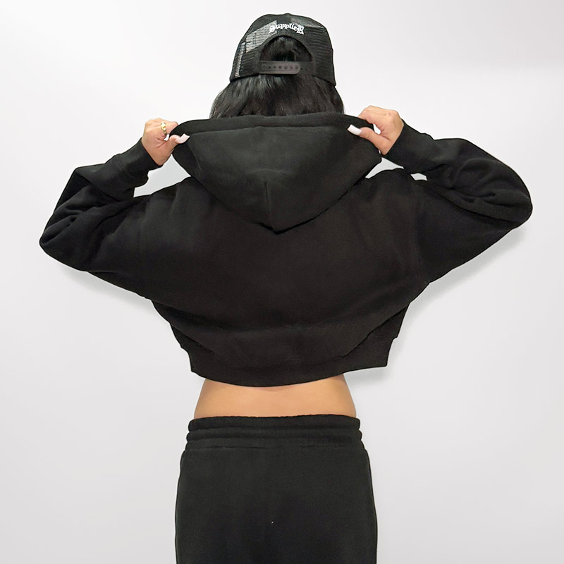 HEART DRIP WAPPEN ZIP HOODIE -BLACK- (LADIES)